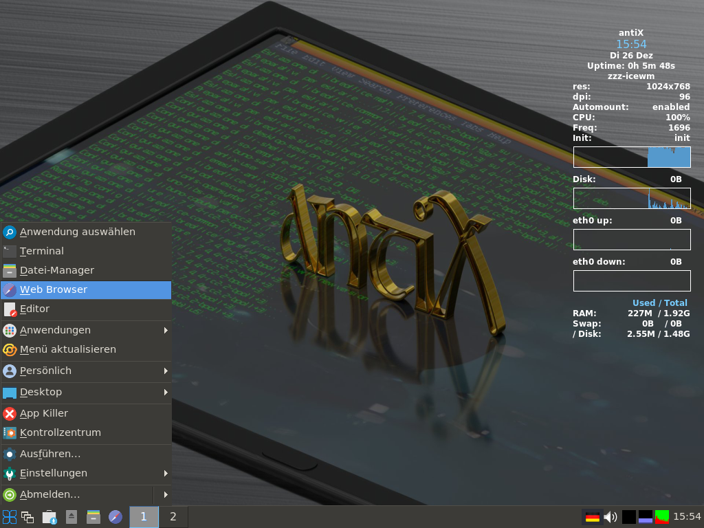 Antix 23: Ein ungewöhnliches, superschlankes Debian-System für alte Hardware.