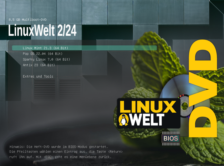LinuxWelt-Heft-DVD: Das Multibootmenü 2/24