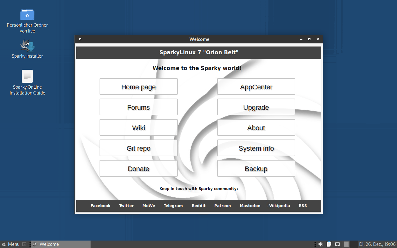 Sparky Linux 7.2: Charmantes Debian 12 mit Mate-Desktop (Version 1.26) und vielen Programmen.