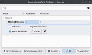 KDE Plasma 6: Menütaste F10 im Terminal