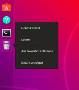 Gnome: Papierkorb im Dock