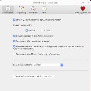 Stretchly: Erinnerung an Arbeitspausen