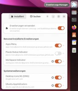Gnome: Der „Erweiterungs-Manager“