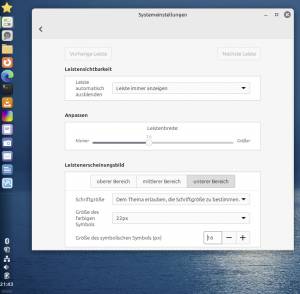 Cinnamon: Vertikale Leiste