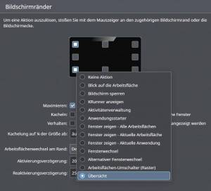KDE, Budgie & Cinnamon: Aktive Ecken