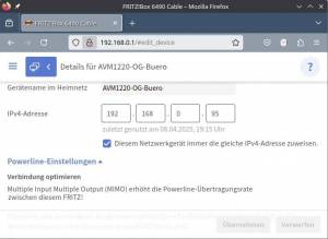 AVM Powerline: Steuerung im Router