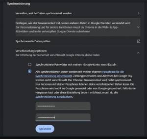 Chrome-Synchronisierung verschlüsseln